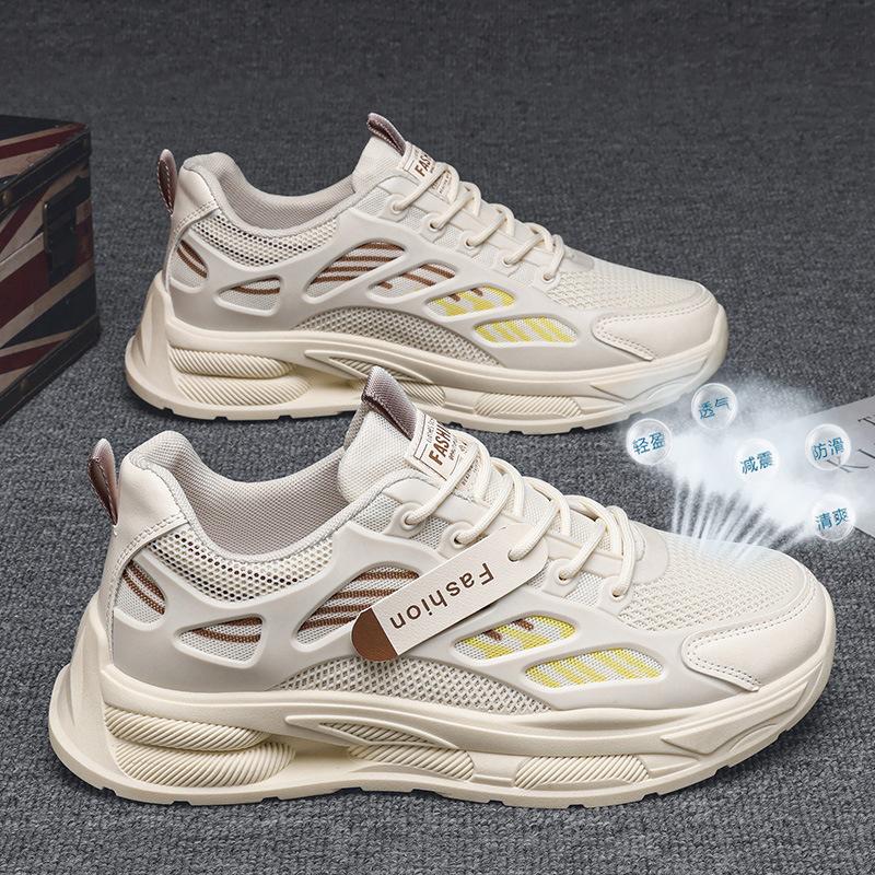 Lente Herenschoenen Nieuwe Ademende Mesh Schoenen Heren Trendy Veelzijdige Sneakers met Dikke Zool Casual Trendy Schoenen voor Papa