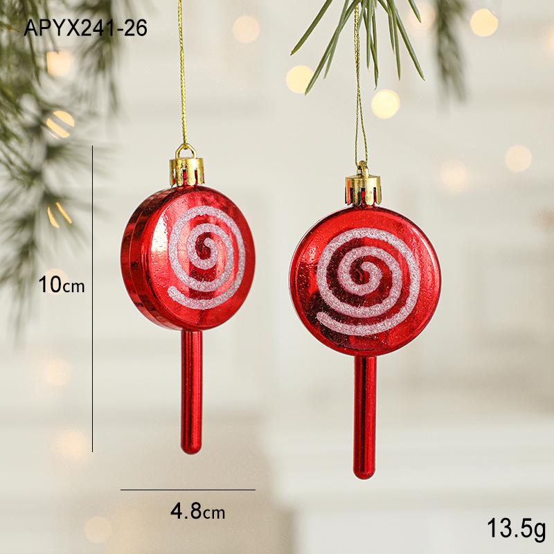 2Pcs Christmas Balls Ornaments Candy Cane Owl Christmas Tree Pendant Red And White Decorations Xmas  Year Home Party Decor
