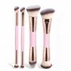 5 Double-Ended Makeup Brushes: Foundation, Blush, 3-Color Contour, Soft Bristle, Loose Powder, Beauty Tool Set