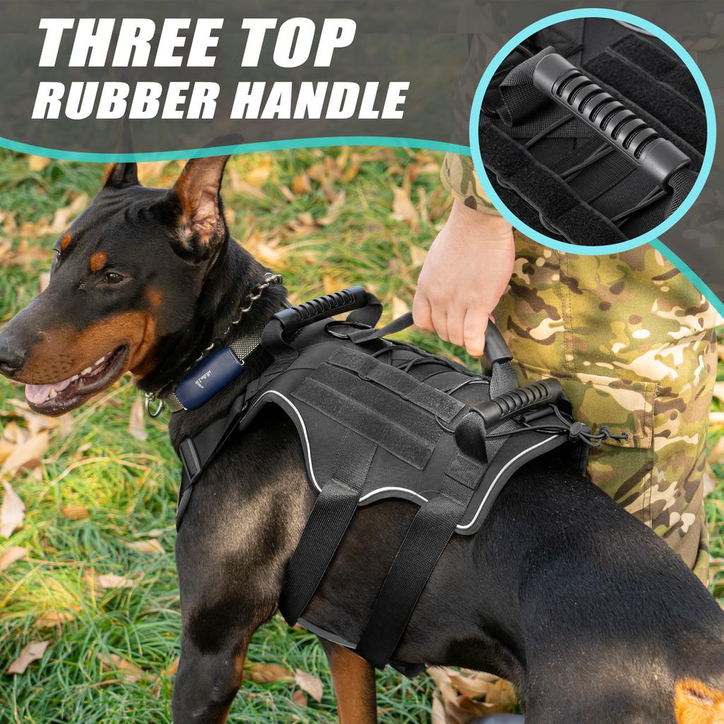 Tactical Dog Harness for Large Dogs, Adjustable Reflective Military Shepherd Big Size Dog Vest for Walking, Training, Hunting