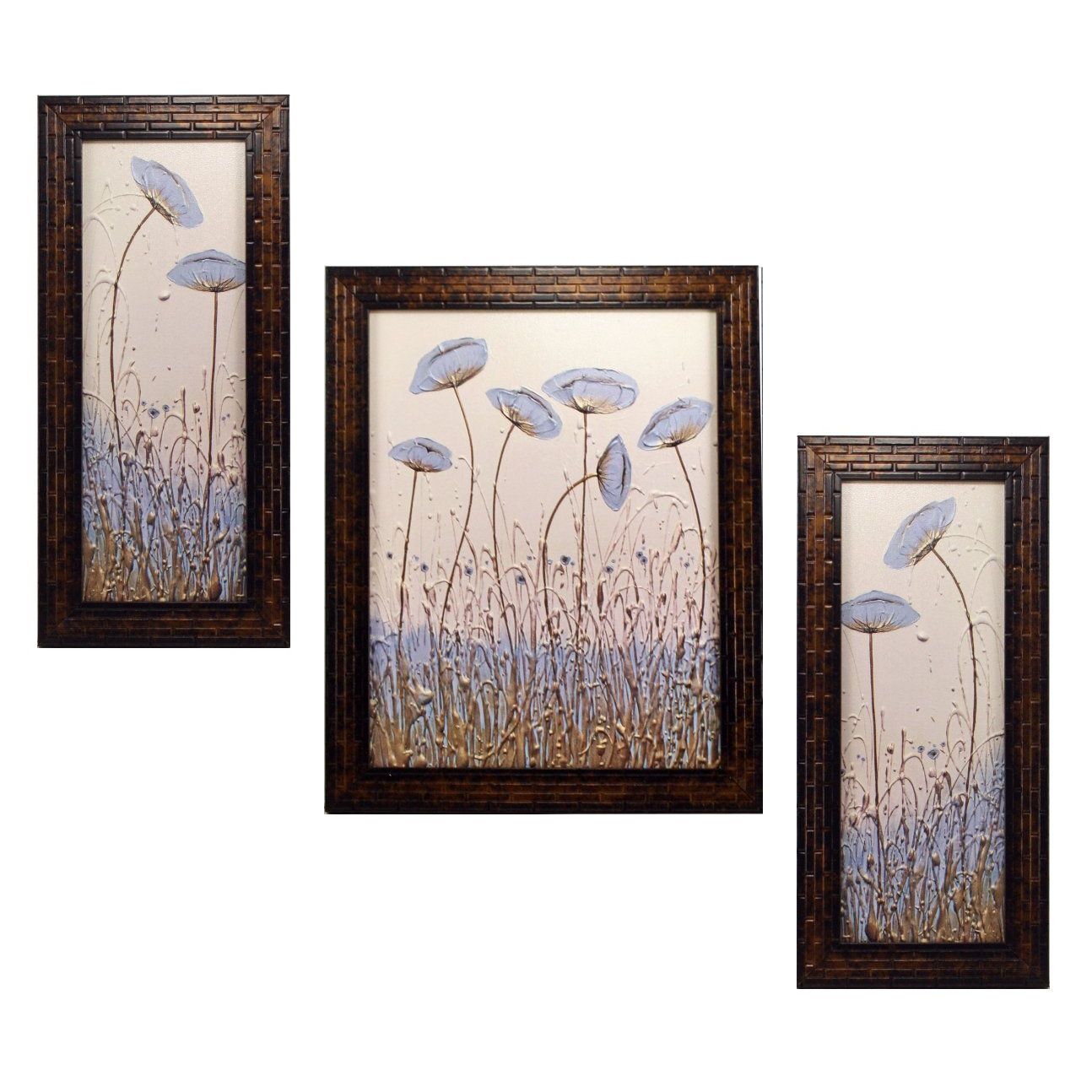 

Набор цветочных картин из 3 предметов (1057) Без стекла 5,2 х 12,5, 9,5 х 12,5, 5,2 х 12,5 дюйма(многоцветный1057)