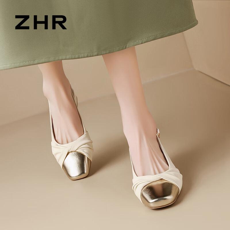 ZHR Women s Elegant Chunky Heel Square Toe Mary Jane Sandals 38