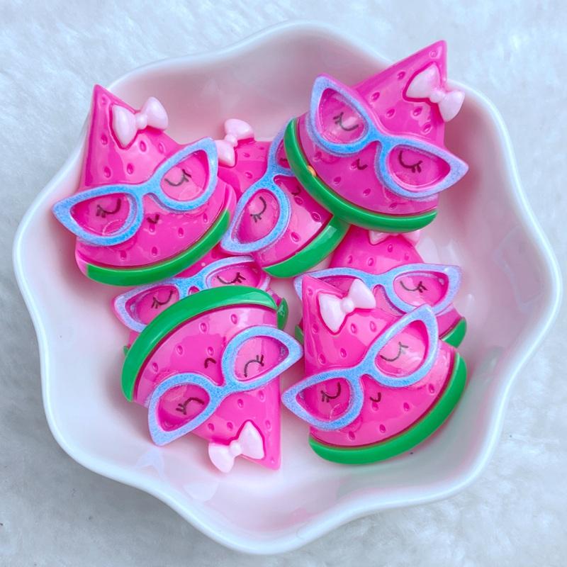 10Pcs Cute Resin Mini Cool Avocado Strawberry Lemon Watermelon Series Flat back Scrapbooking DIY Jewelry Craft Decoration