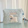 Cartoon Puppy Embroidered Cosmetic Bag Korean Style Handheld Wash Bag  Data Cable Storage