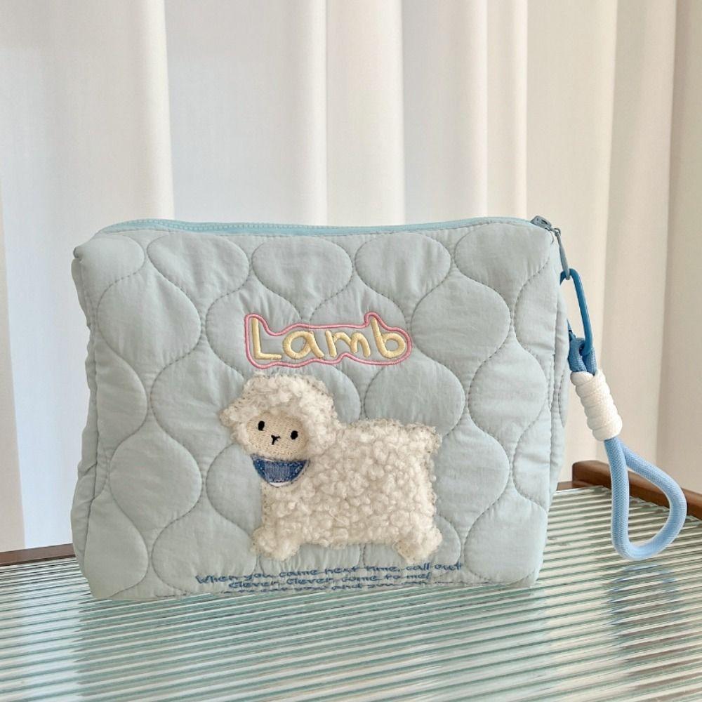 Cartoon Puppy Embroidered Cosmetic Bag Korean Style Handheld Wash Bag Data Cable Storage