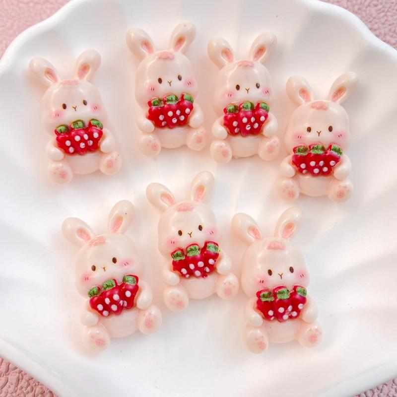 10 Pcs New Cute Cartoon Little Flower Skirt Rabbit Flat Back Resin Scrapbooking DIY Jewelry Hairpin Craft Decoration Accessorie