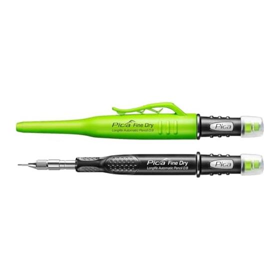 Pica-Marker  Fine Dry  Architectural Pencil, 0.9mm Round Tip, Black HB, 7070, Always Sharp Lead, Eraser Included, Moisture & Dust Resistant, Airtight