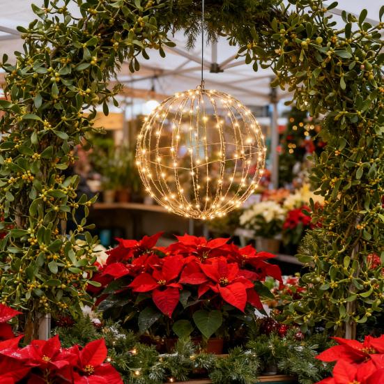 Christmas LED Light Ball Foldable Large Lighted Sphere for Tree Metal Frame Sphere Light for Indoor Outdoor Garden Patio Decor