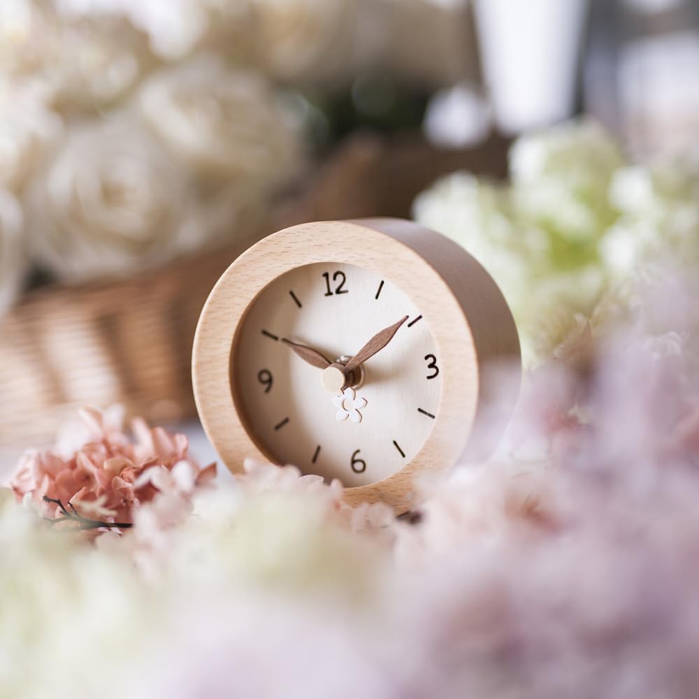 Vanilleholz Rund Stille Uhr Tisch x x Holz Wohnzimmer Skandinavischer Stil [Banana Kobo] Uhr/Wanduhr, Leise, 9.8 9.8 5cm, 150g, Leicht,