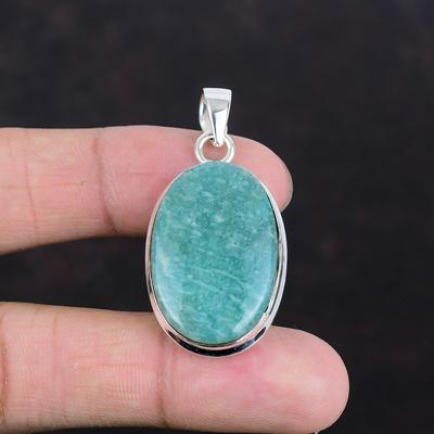 Amazonite Pendant Genuine Gemstone Pendant 925 Sterling Silver Pendant Handmade Pendant Amazonite Jewelry Gift For Mom Dainty Silver Jewelry