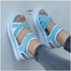 New Sandals Women's Large Size Thick-soled Round Head Cross-buckle with Color Matching Velcro Beach Sandals