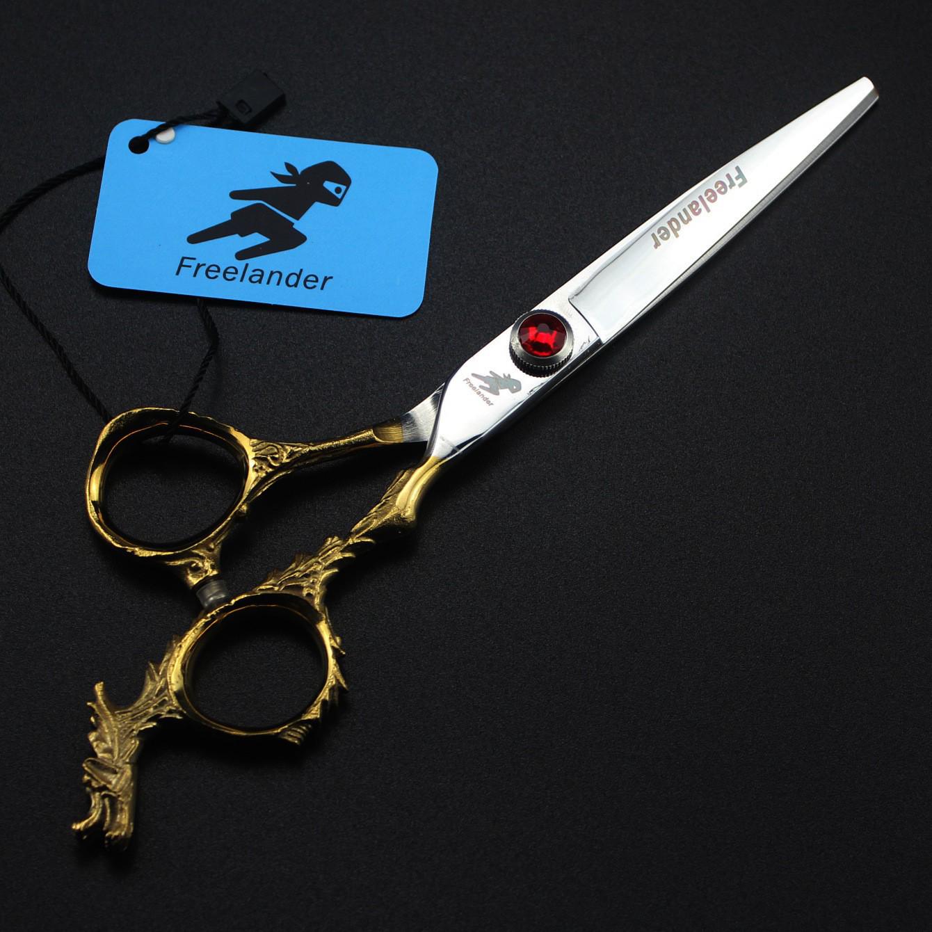6.0  Gold Hairdressing Scissors: Half-Body Tail Handle, Straight & Thinning Models