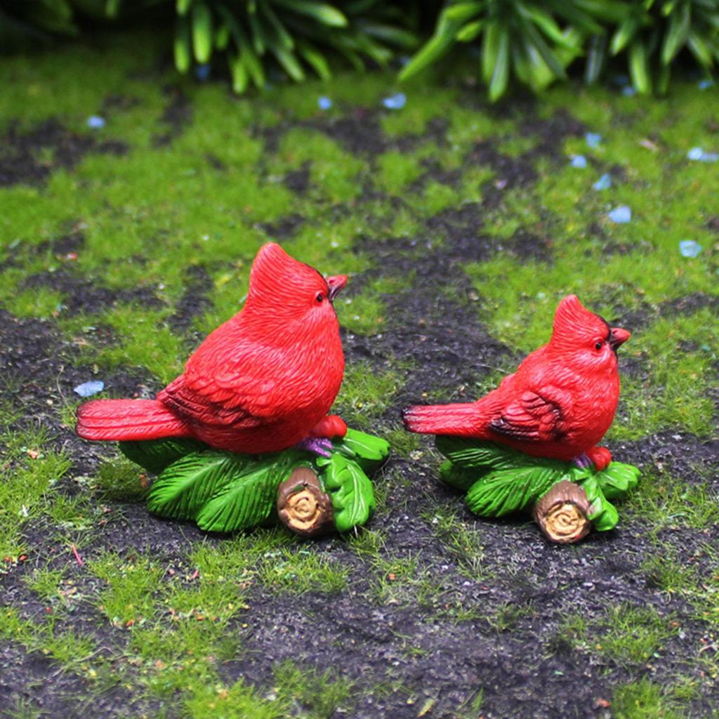 Red Bird Figurine Decorative Red Bird Christmas Figurines Animal Resin Tabletop Statues For Holiday Winter Indoor Outdoor Garden