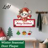 Christmas Gift for Friends Winter Wooden Hanging Sign Elk Snowman Decorative Plaque Indoor Festive Wall Crafts Door Sign Holiday Party Home