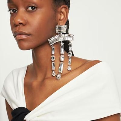 Fracus Earrings Rhinestone Shining Personality Exaggerated High -end Fashion Banquet Party Dress Earrings