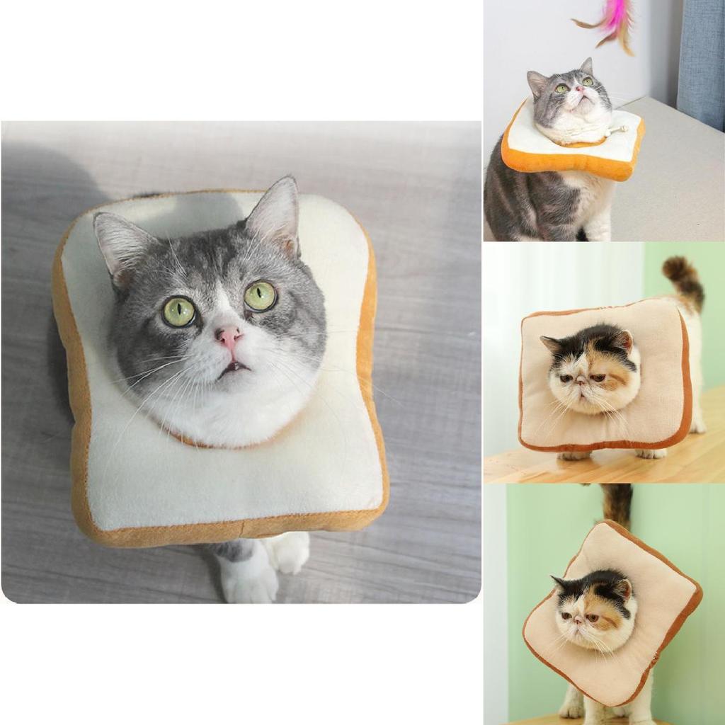 Adjustable Toast Bread Elizabethan Collar For Cats And Dogs, Cute Cartoon Design