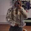 European and American Blogger Spice Girl Upper Body Spotted Leopard Print Imitation Fur Fluffy Warm Short Artificial Fur Top Jacket