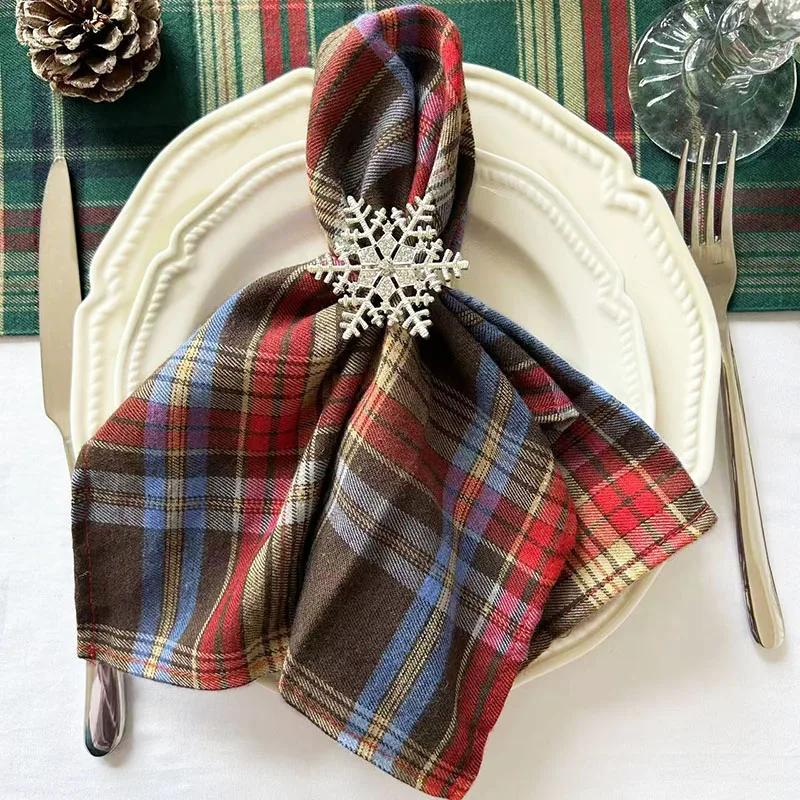 4pcs Christmas Style 30x45cm Tablecloth Napkins, Durable Polyester Thickened Pads, Reusable Kitchen, Dining Napkins Cloth