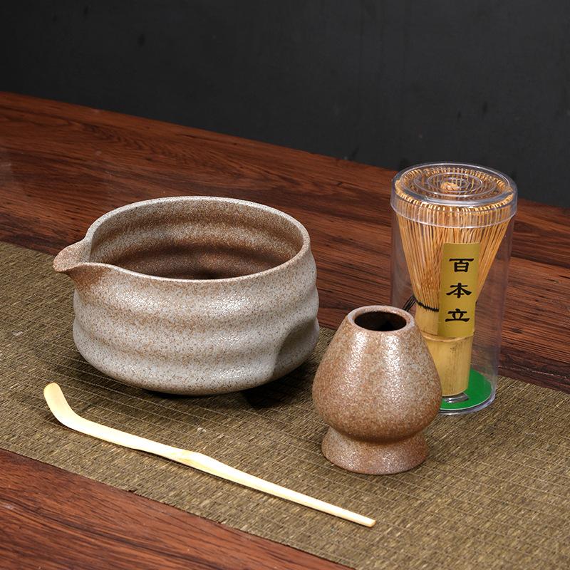 Hrubá keramická miska na matcha s hubičkou, Štětec na matcha nástroje, Japonská čajová miska, Šálek na matcha, Míchátko, Sada metliček na čaj