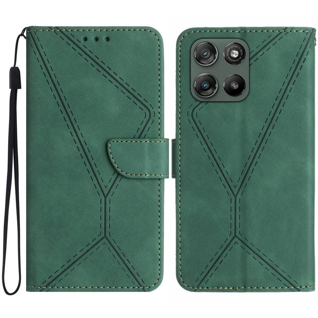 For Motorola Moto G67 Power 5G Case Skin Touch Lines Imprinted PU Leather Flip Phone Cover
