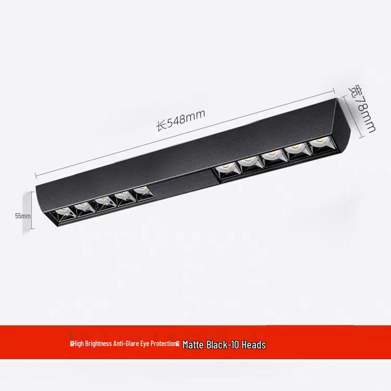Linear Track Surface-Mounted LED Ceiling Spotlight, 30W, Anti-Glare, 6 Heads for Living Room/Bedroom