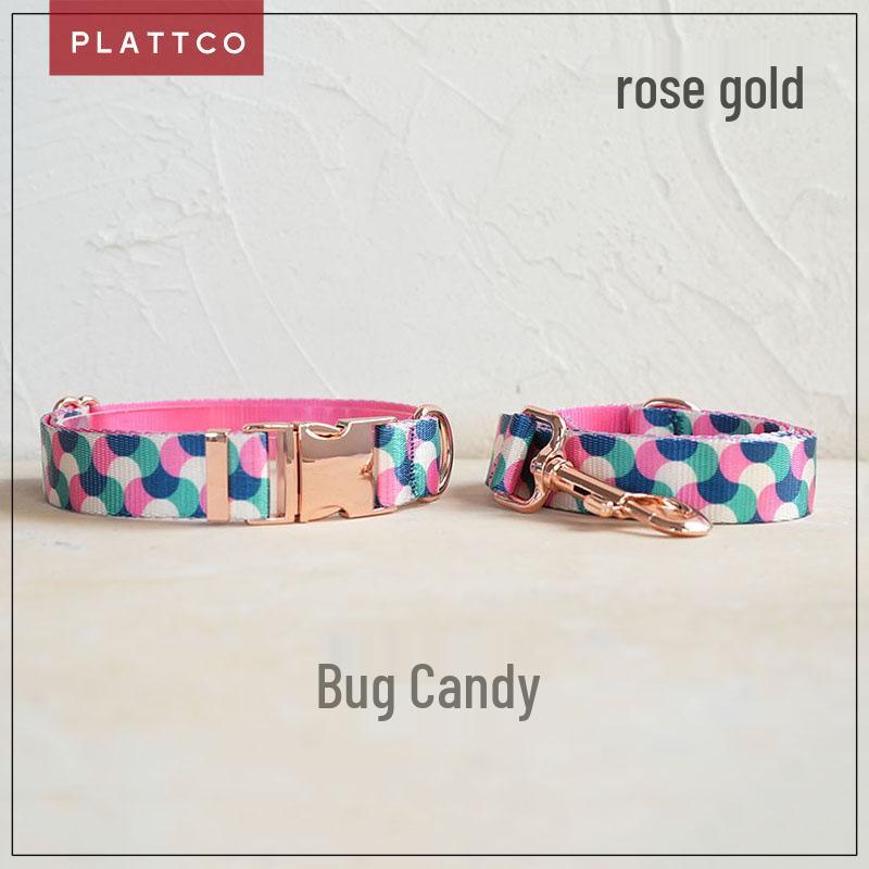 PLATTCO Soft & Comfortable Pet Dog Collar and Leash Set with Hardware Buckle - PDC317 M