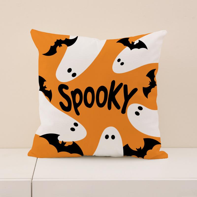 Halloween Funny Pillow Cover Short Plush Pumpkin Print Cushion Indoor Holiday Decoration Sofa Cushion