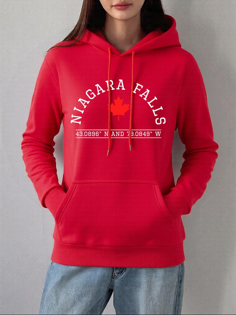 Niagara Falls Canada Prints Hoodie Womens Comfortable Loose Sweatshirt Winter Fleece Warm Pullover Basics Casual Womans Clothes