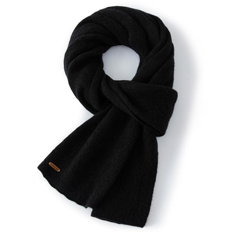 Women 100% Pure Cashmere Knit Scarf Patterned Winter Warm Soft Cozy Fashion Casual Neck Warmer Cold Weather Accessory