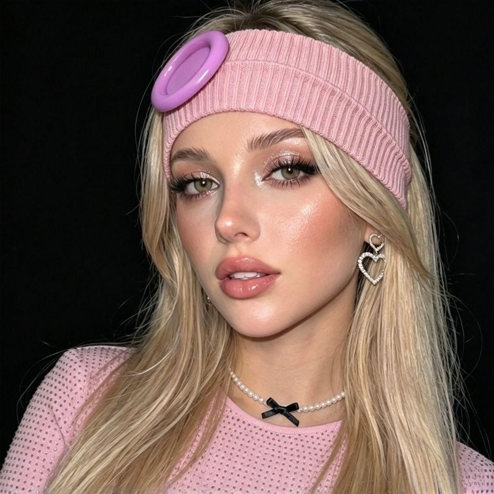 Elastic Button Headband Ribbed Knit Knit Turban Band New Head Wrap Daily Wear