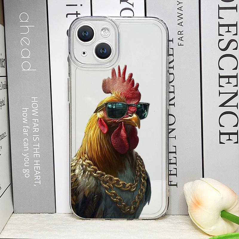 Funny Cartoon Fighting Duck Chicken Clear Phone Cases for iPhone 17 16 15 14 13 12 11 Pro Max XR 8 7 Plus 13 12 Mini Soft Cover