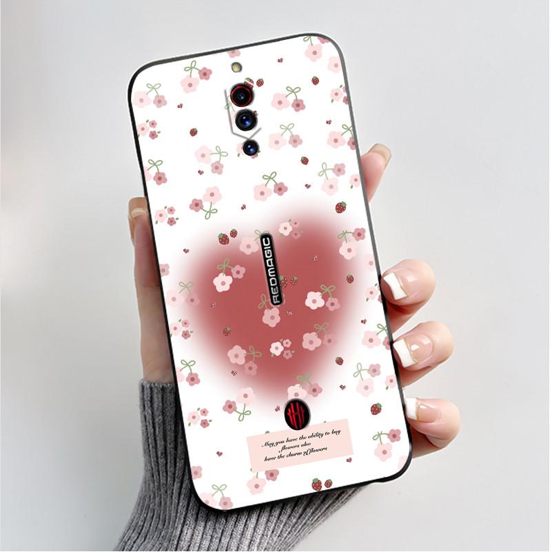 For ZTE Nubia RedMagic 5G Fundas Nubia Red Magic 5S Case Cover Soft Silicone Black Shell Printing Pattern Flower Cartoon Cases