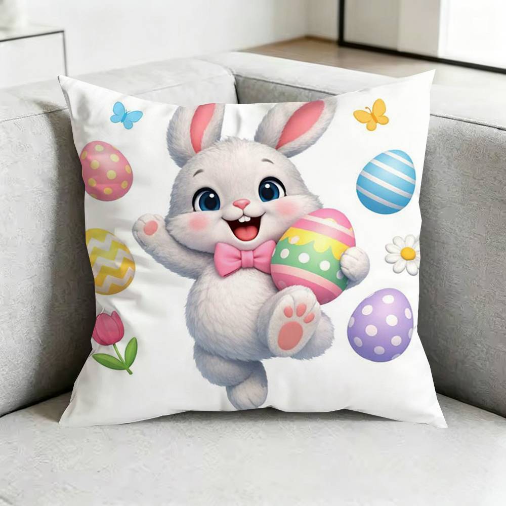 Easter BBunny Eggs Square DoubleSided printed Pillow Case Bedroom Bedside Pillow Sofa Cushion Cover Gift