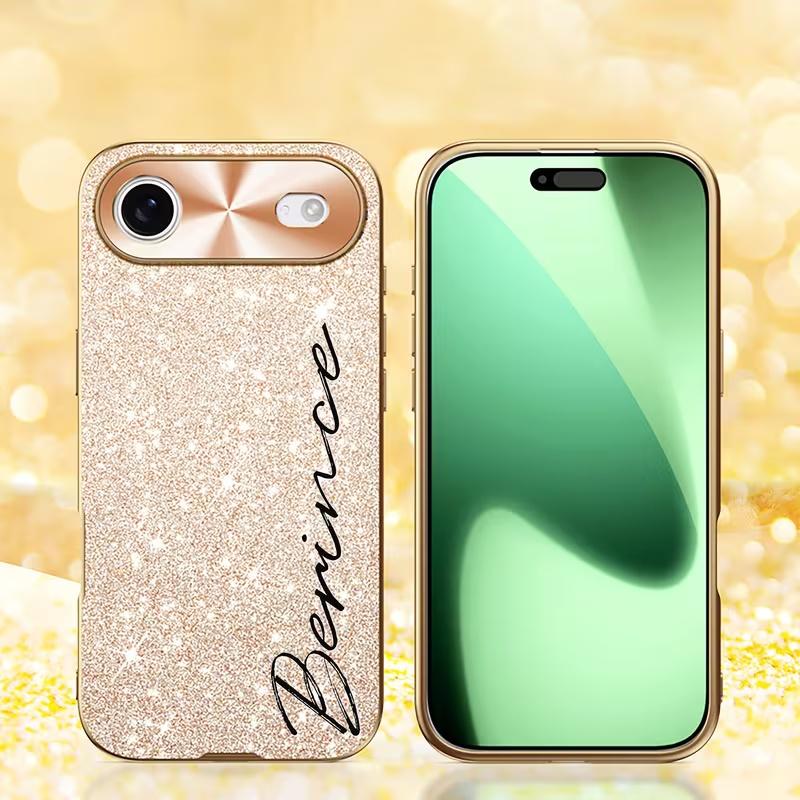 

Personalized Custom Name Letters Sparkling Glitter Case for iPhone 13 14 15 16 17 Pro Max Air Plating Cover DIY Gifts For iPhone 17 Pro