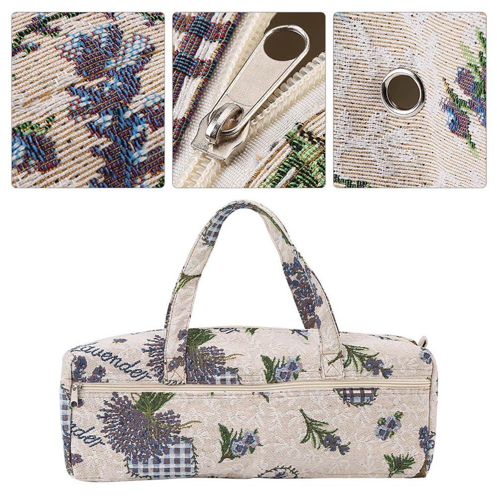 Large Size Fabric Knitting Needles Storage Bag Woven Design Flower Sewing Accessories Organizer Organizer Bag Household Storage