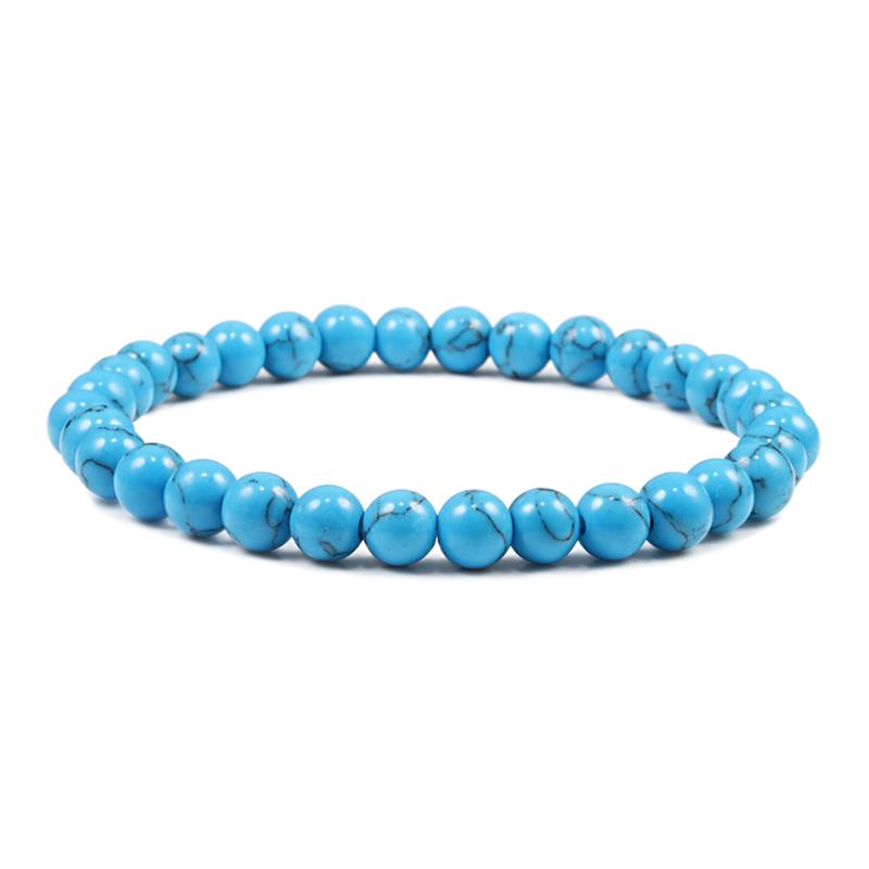 Natural Stone Elastic Bracelet 6mm Charm Men Black Lava Blue Beads Strand Bracelets for Women Yoga Meditation Jewelry pulseira