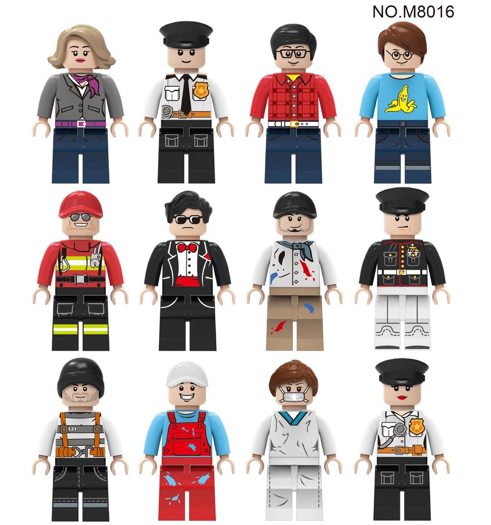 M8015 M8016 M8017 M8018 Professional Figurine Building Block Chef Flight Attendant Doctor Assemble Toy Bag