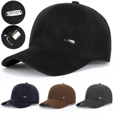 Winter Men's Warm Woolen Hat Ear Protection Cap Middle-Aged Baseball Cap Outdoor Thick Cotton Cap