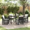 5-piece Garden Dining Set with Black Poly Rattan Cushions 3380618