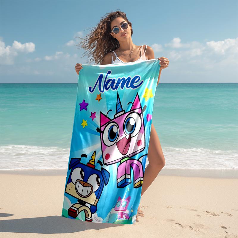 Personalized customized proof beach towel with UniKitty pattern - soft, absorbent,quick-drying,perfect swimming,camping&bathing