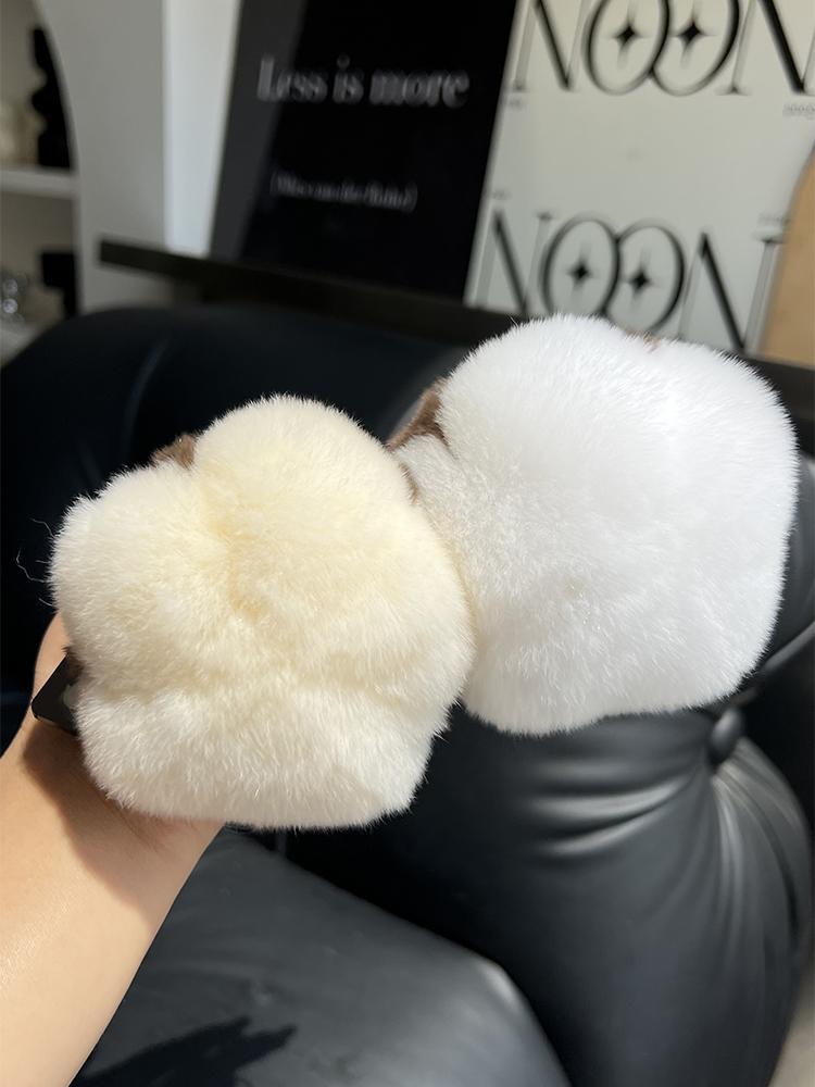 Cute Rabbit Fur Cotton Bolls Keychain Car KeyRing Pendant Plush School Bag Pendant Gift Kawaii Backpack Keychains Accessories