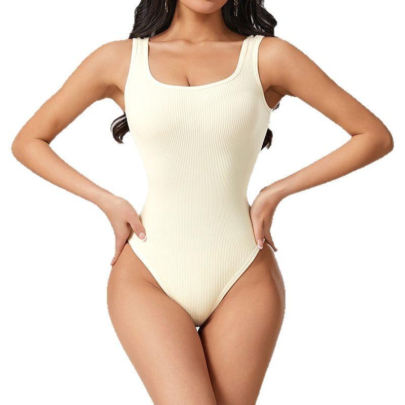 Cinturino solido aderente corpo sexy casual basic bianco body estivo top da donna body trasparente senza maniche tuta slim