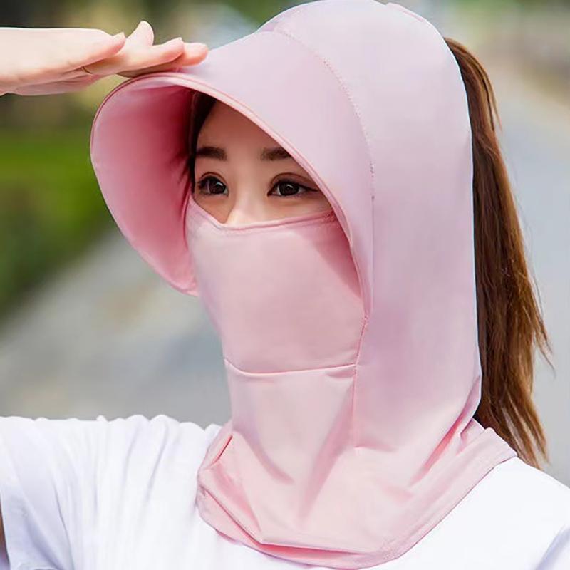 1Pcs Summer Ice Silk Hats For Women Sun Hat With Breathable Suncreen Outdoor Bicycling Beach Cap Mountaineering Scarf