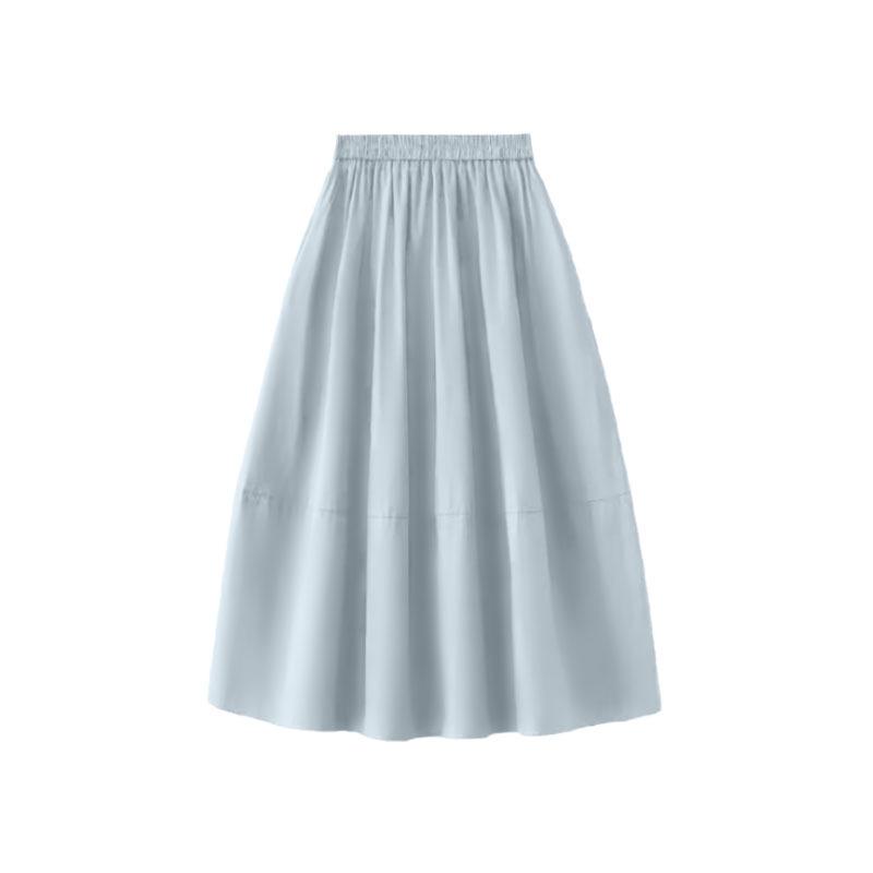 Bust skirt women's new summer high waist and thin umbrella skirt pleated Yamamoto skirt small apricot long skirt