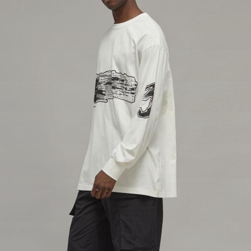 Y-3 SS23 Men's Creative Print Crew Neck Pullover Long Sleeve T-Shirt White IA3112