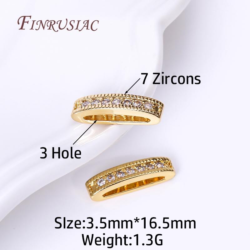 Inlaid Zircon Beads Separators Jewelry Making Supplies DIY Beading Jewellery 18K Gold Plated 2/3 Holes Oval Separators For Beads