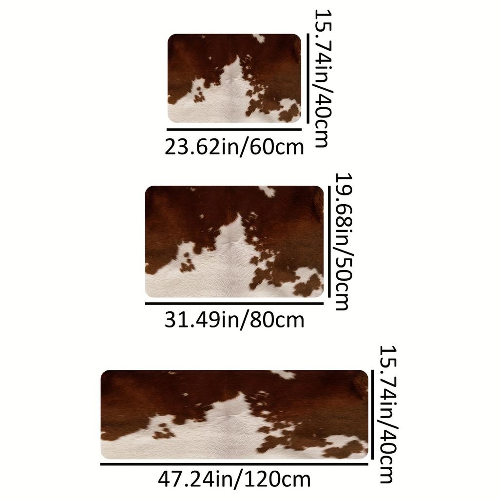 1Pcs Cowhide Print Soft Kitchen Rug Anti-Fatigue Kitchen Rug Waterproof Non-Slip Rugs Set Runner Rug Bedside Rug Absorbent Carpet For Kitchen
