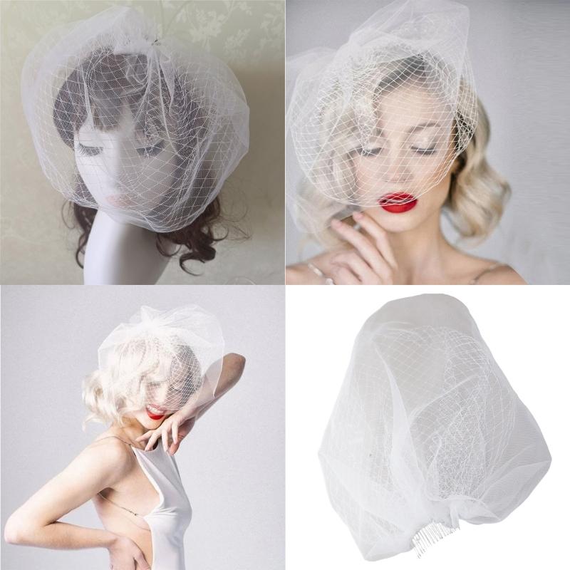 Double Layer Tulle Wedding Veil Adjustable Comb Lightweight Bridal Face Cover For Dresses