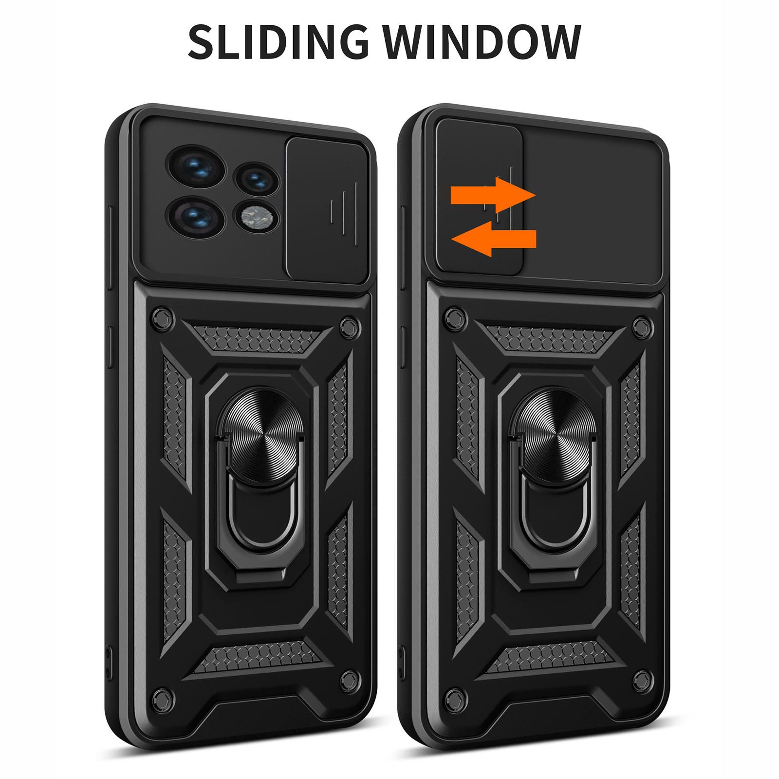 

For Motorola Edge 40 Pro 5G/Moto X40 5G Rear Lens Protection Phone Case PC+TPU Kickstand Cover Black