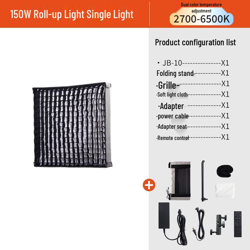 Yingbang 150W Quick Release Roll-up Light with Built-in Diffuser for Live Streaming & Photography